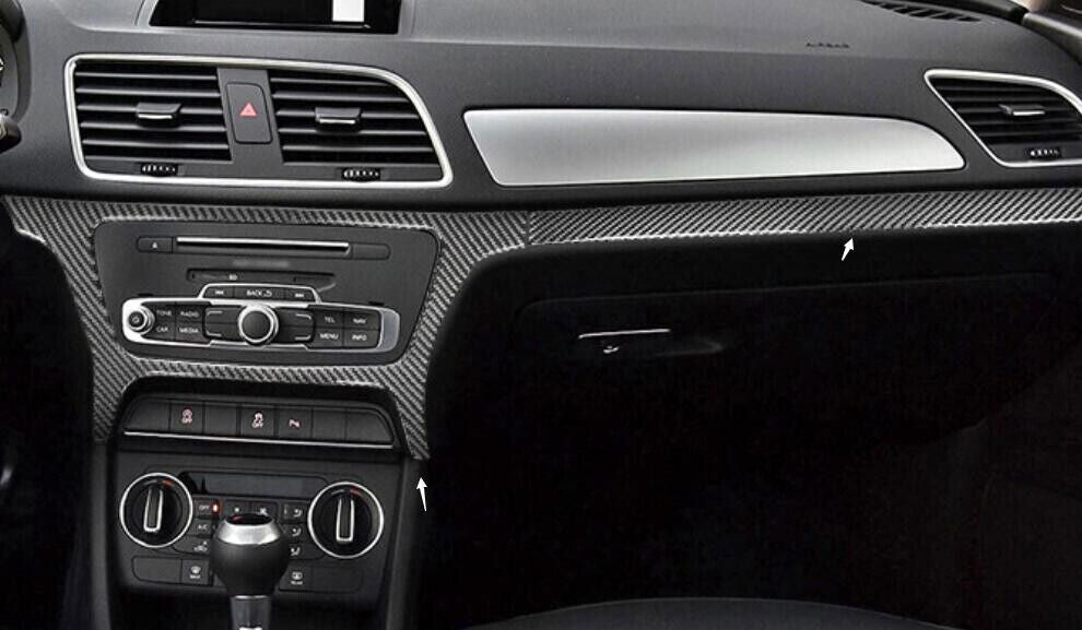 for Audi Q3 2015-2018 Real Carbon Fiber Central Console Dashboard Strip Trim 2P