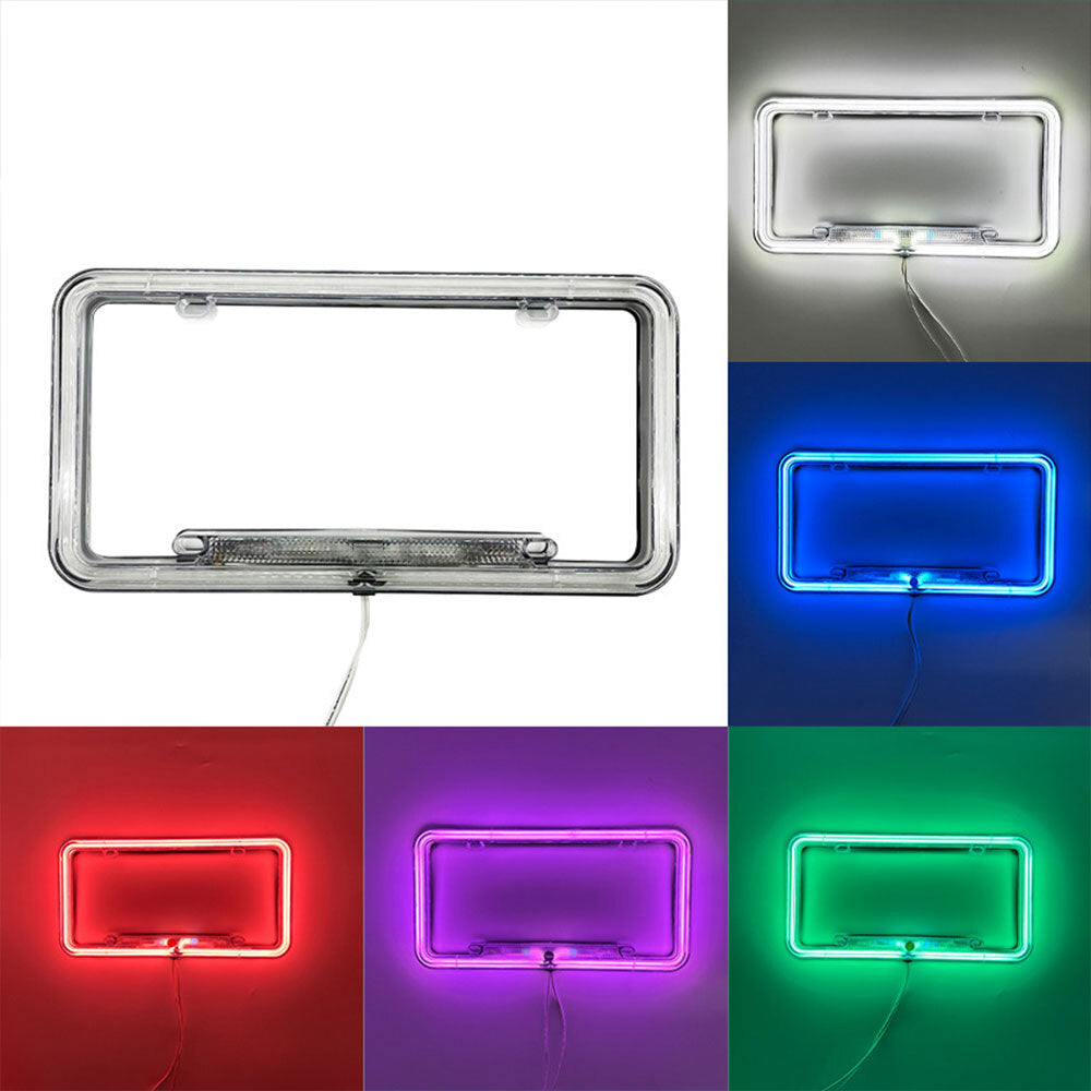 Universal Neon License Tag Frame With LED Light Car SUV Coupe Front/Rear Cover Q