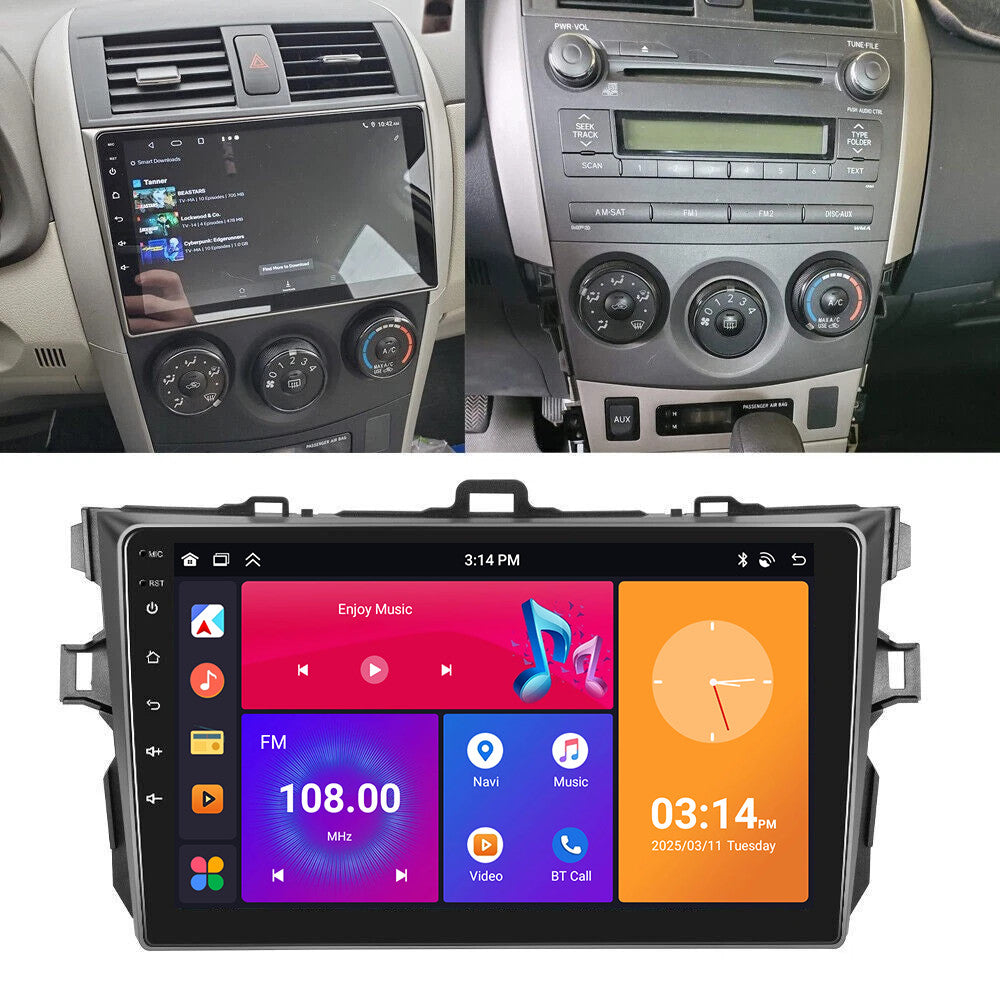for Toyota for Corolla 2009-2013 Stereo Android Auto CarPlay Car Radio GPS Screen BT