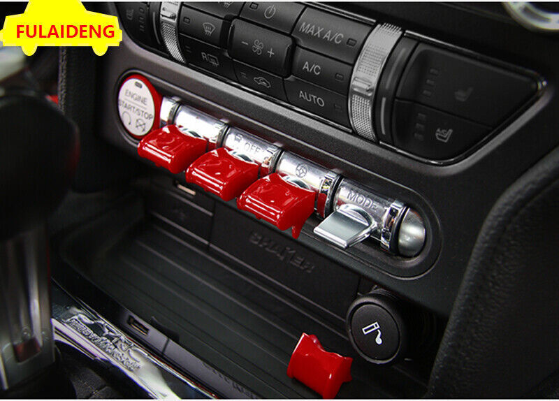 Fit for Ford for Mustang 2015-2020 Red Car Inner Central Console Button Cover Trim N