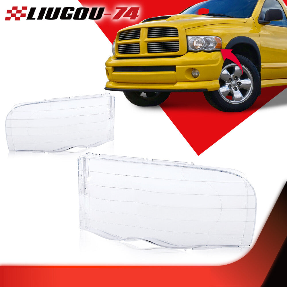 Headlight lens caps for 2002, 2003, 2004, and 2005 for Dodge for Ram 1500, 2500, and 3500 models, 1 pair.