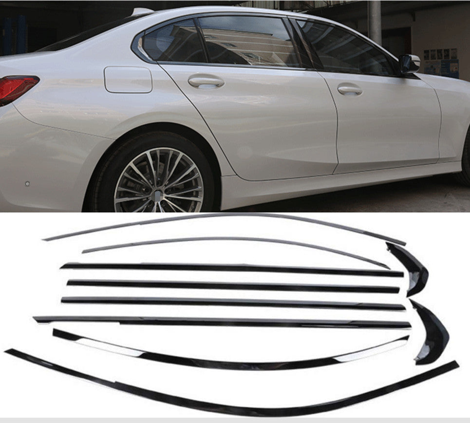 for BMW 2019-2022 3 Series Black Steel Side Window Molding Cover Strip Trim 10x