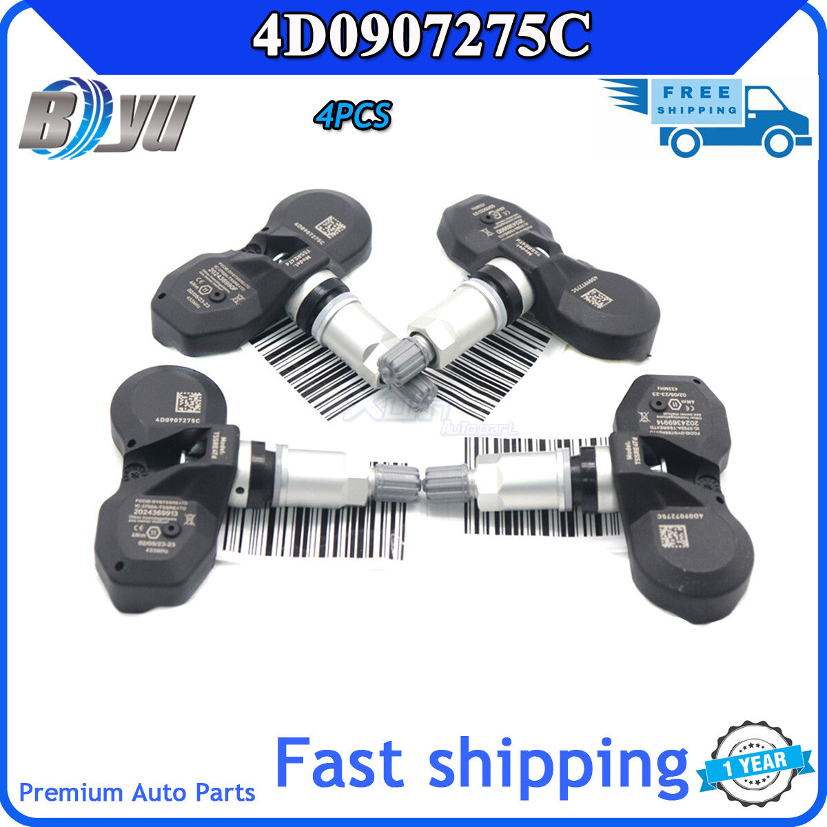 4-pack 4D0907275C TPMS tire pressure sensors suitable for 04-06 Phaeton and for Audi for A8 433MHz. v
