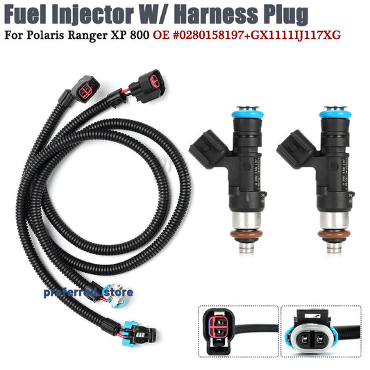 Fuel injectors and wiring harness (pair) for Polaris RZR Ranger 800 Crew 800 XP 800 2011-14 v