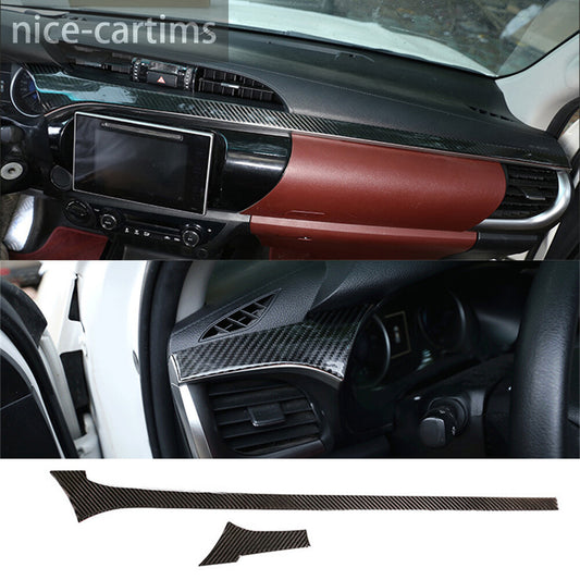 For T@yota Hilux Revo 2015-2021 Carbon Fiber Center Console Dashboard Panel Trim