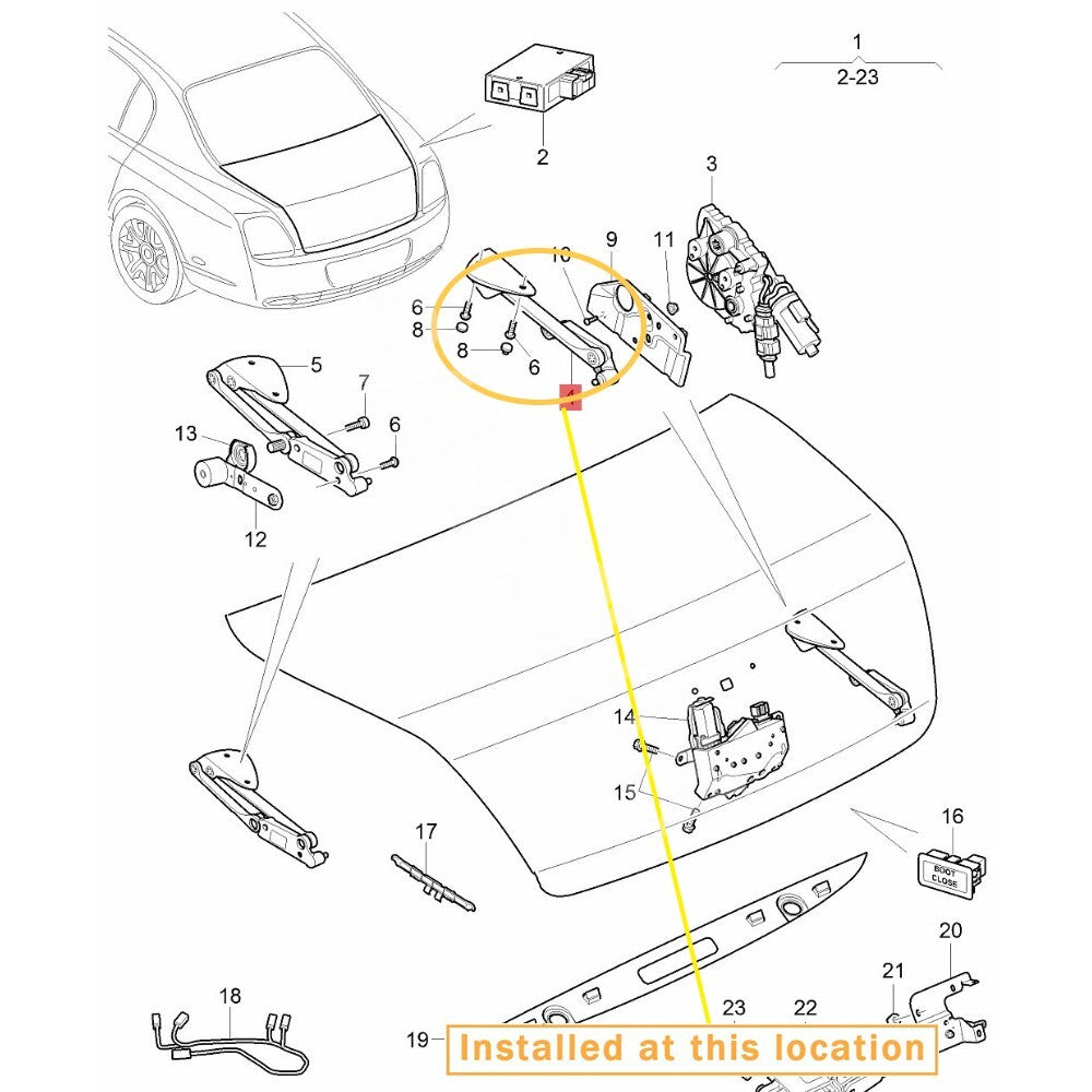 Suitable for Bentley Flying Spur track trunk hinge right equipment manufacturer: 3W5827302K