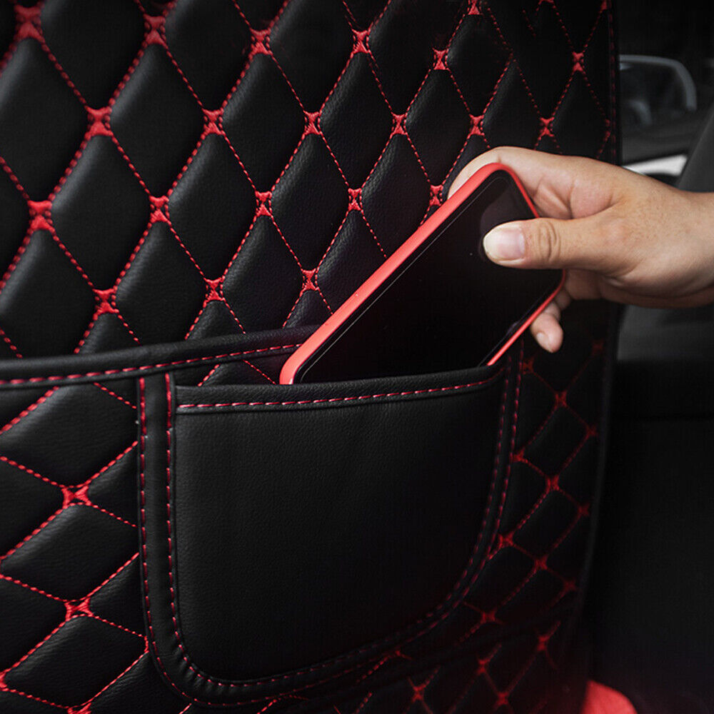 1x Car for Seat Back Anti-Kick Pad Mat Leather Protector Storage Cover Accessories