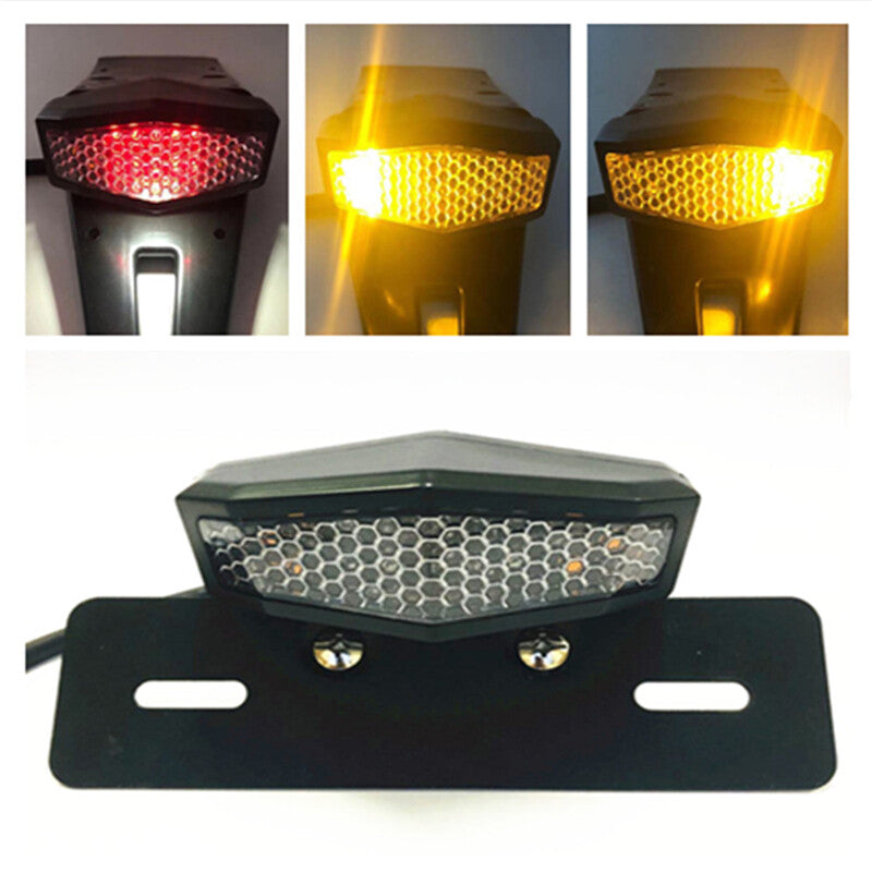12V Motorcycle LED Turn Signal Brake Taillights, Coffee Racing License Plate Lights