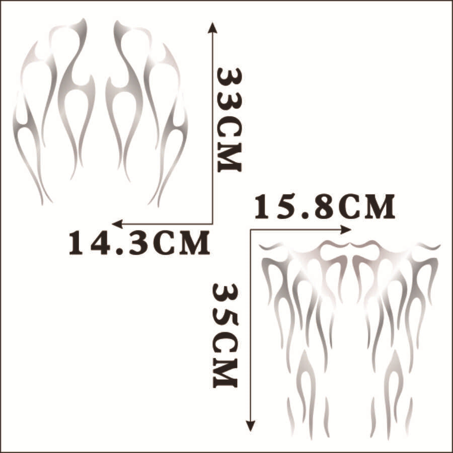 Motorcycle Flame Sticker Waterproof for Gas Tank  Fender Decals Matte Silver Q