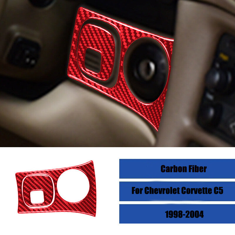 Red carbon fiber car ignition switch decorative sticker for Corvette C5 98-04- n