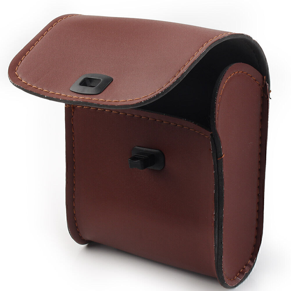 1x UniversalMotorcycle Brown Saddle Luggage Pu Leather Side Tool Bag Storage Q