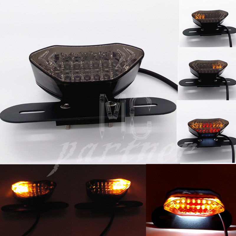 12V Smoke LED Motorcycle Turn Signal Brake License Plate Integrated Tail Light Q