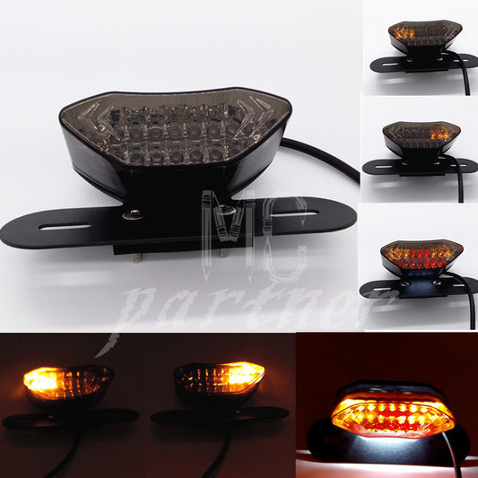 12V Smoke LED Motorcycle Turn Signal Brake License Plate Integrated Tail Light Q