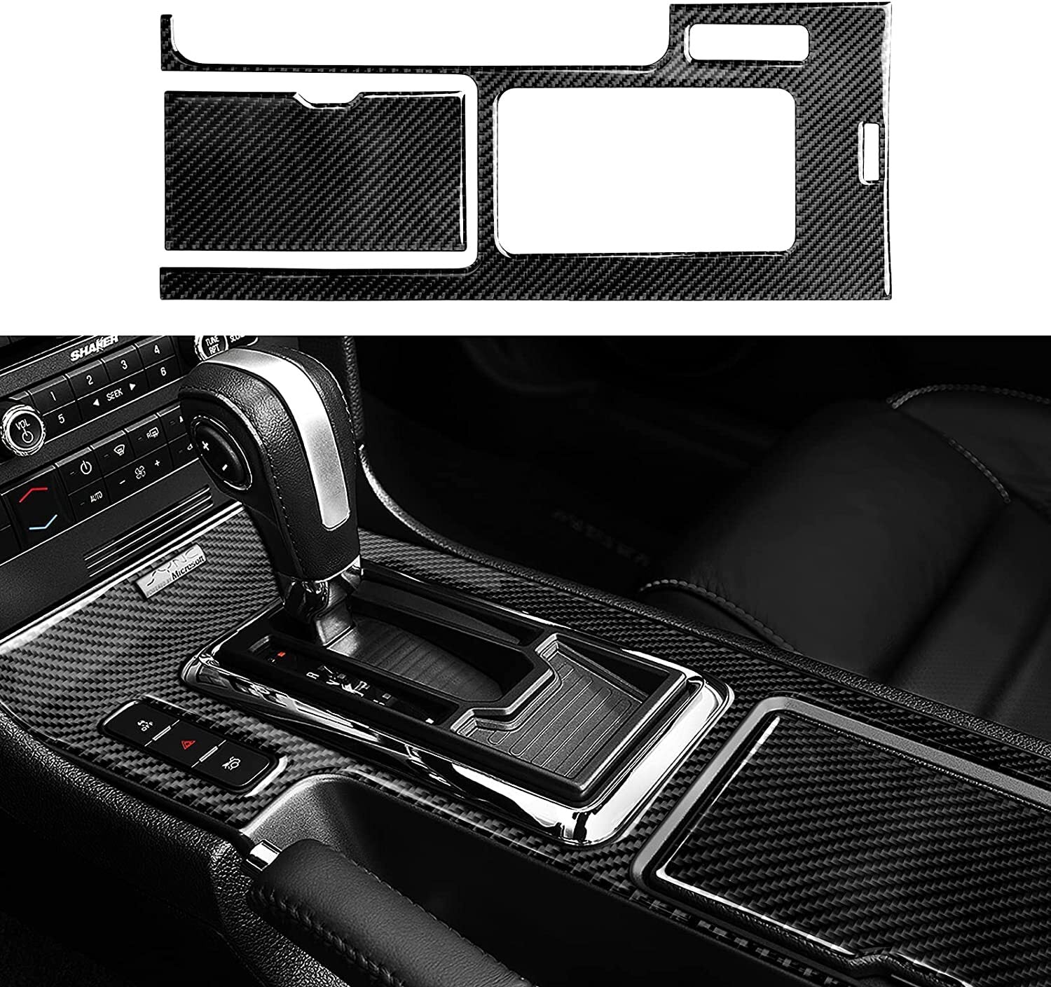 for ford  for Mustang 2009-2013 Carbon Fiber Gear Shift Box Panel Cover Trim 3-PACK