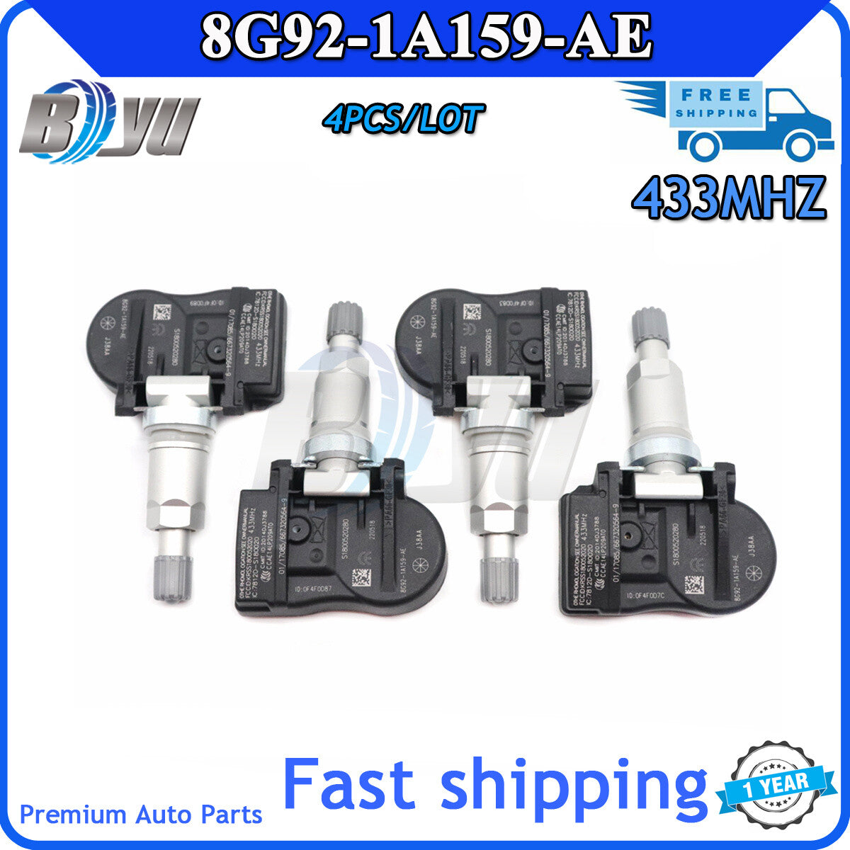 4-pack TPMS tire pressure sensor 8G92-1A159-AE 433MHz for Volvo , for Peugeot , for Citroën v