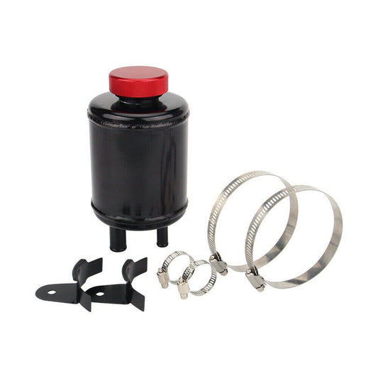 Black General Motors Racing Car Power Steering Aluminum Fluid Tank + Clip Q