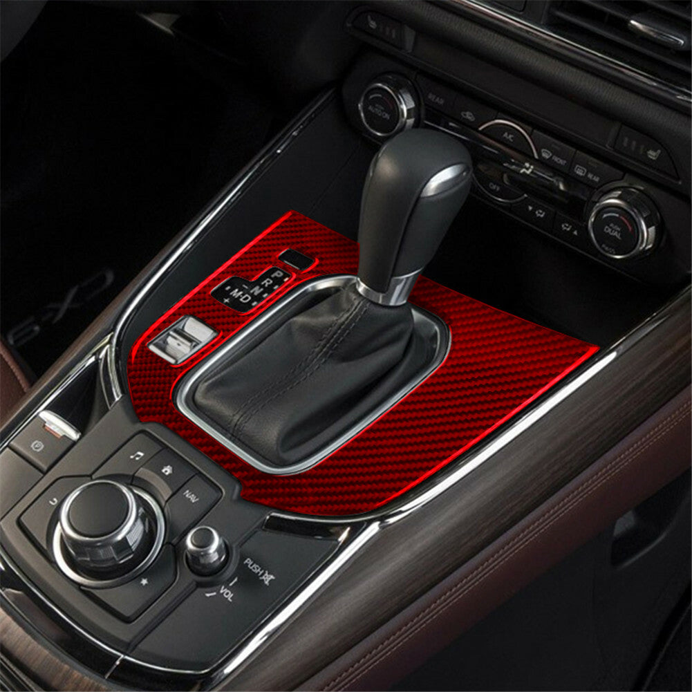 for Mazda CX-9 2016-2020 Red Carbon Fiber Interior Gear Shift Panel Cover Trim