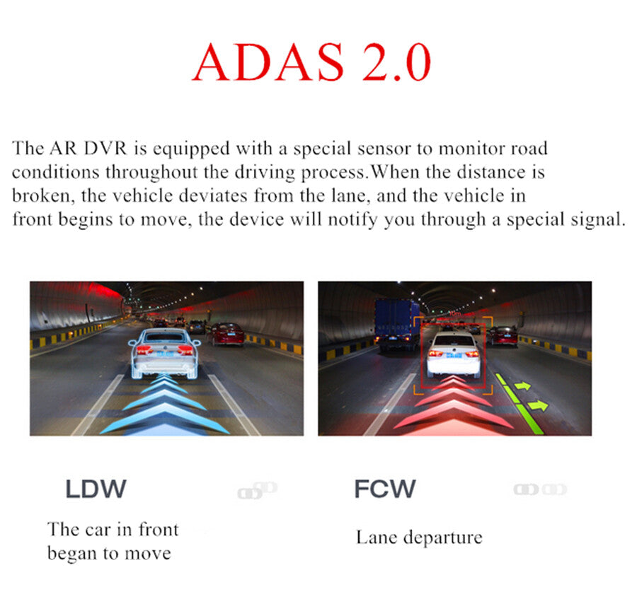 HD Car AR DVR Driving Video Recorder Dash Camera Single Lens ADAS Night Vision