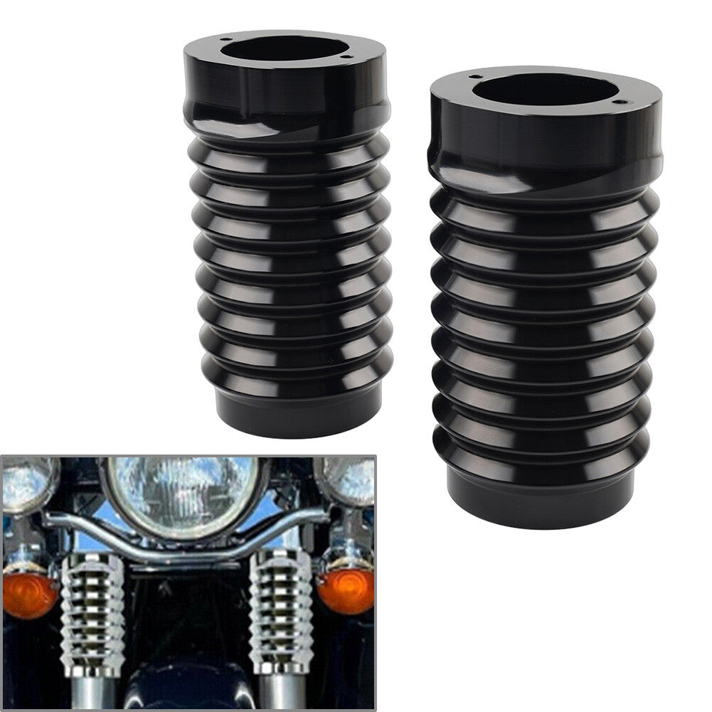 Retro Fork Boot Slider Covers Black for Harley Tour Road Street Tri Glide FLHR