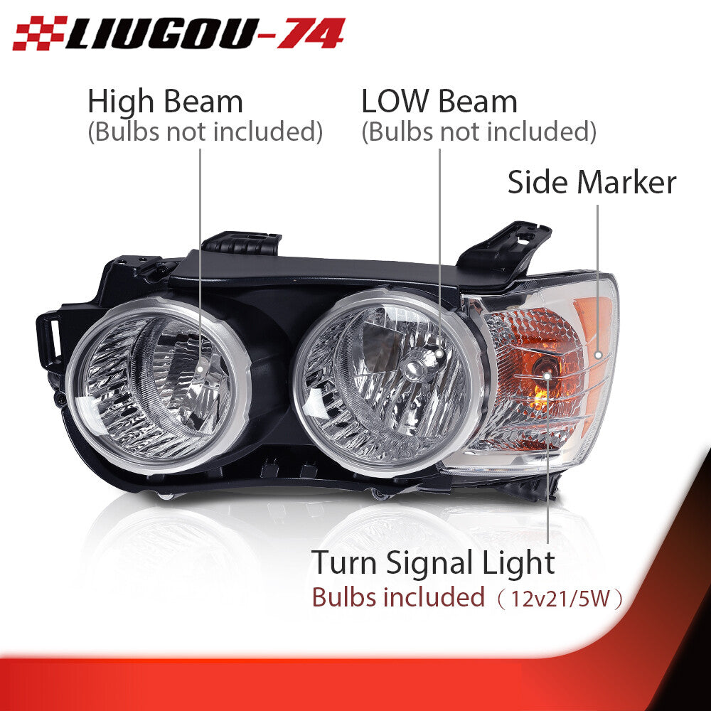 Fits 12 - 16 for Sonic Headlights Headlamp for CHRome 2-Piece Set Left and Right - v