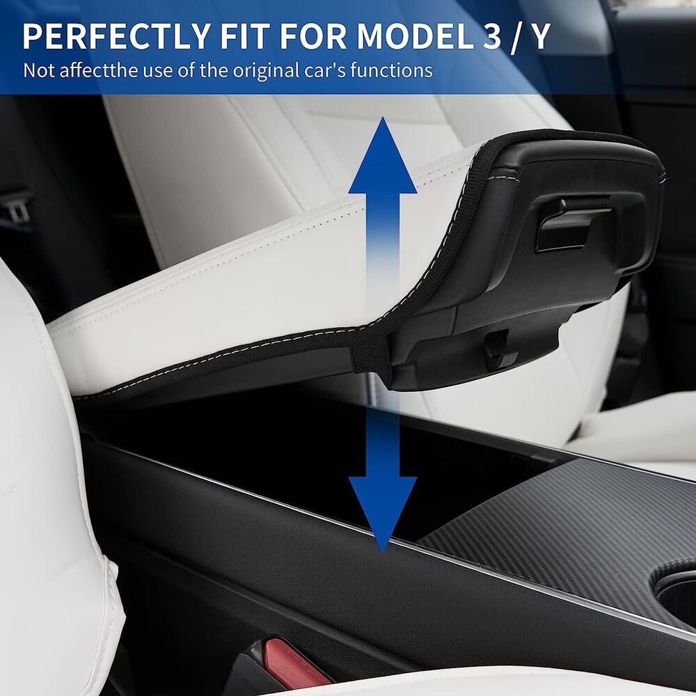 Car armrest protector for Model 3 Y PU leather center console protector - n