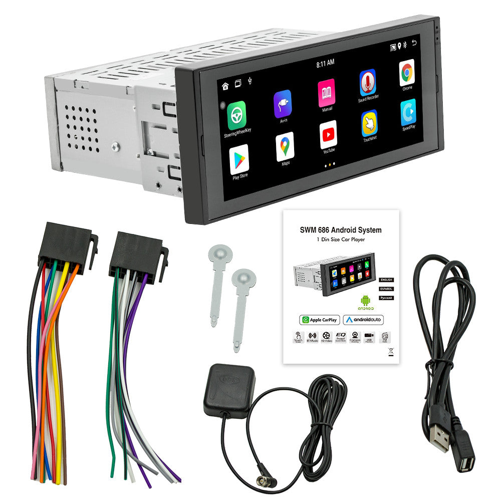 1 DIN Bluetooth Android 12 GPS Navigation Multimedia Player WiFi FM Stereo Radio n