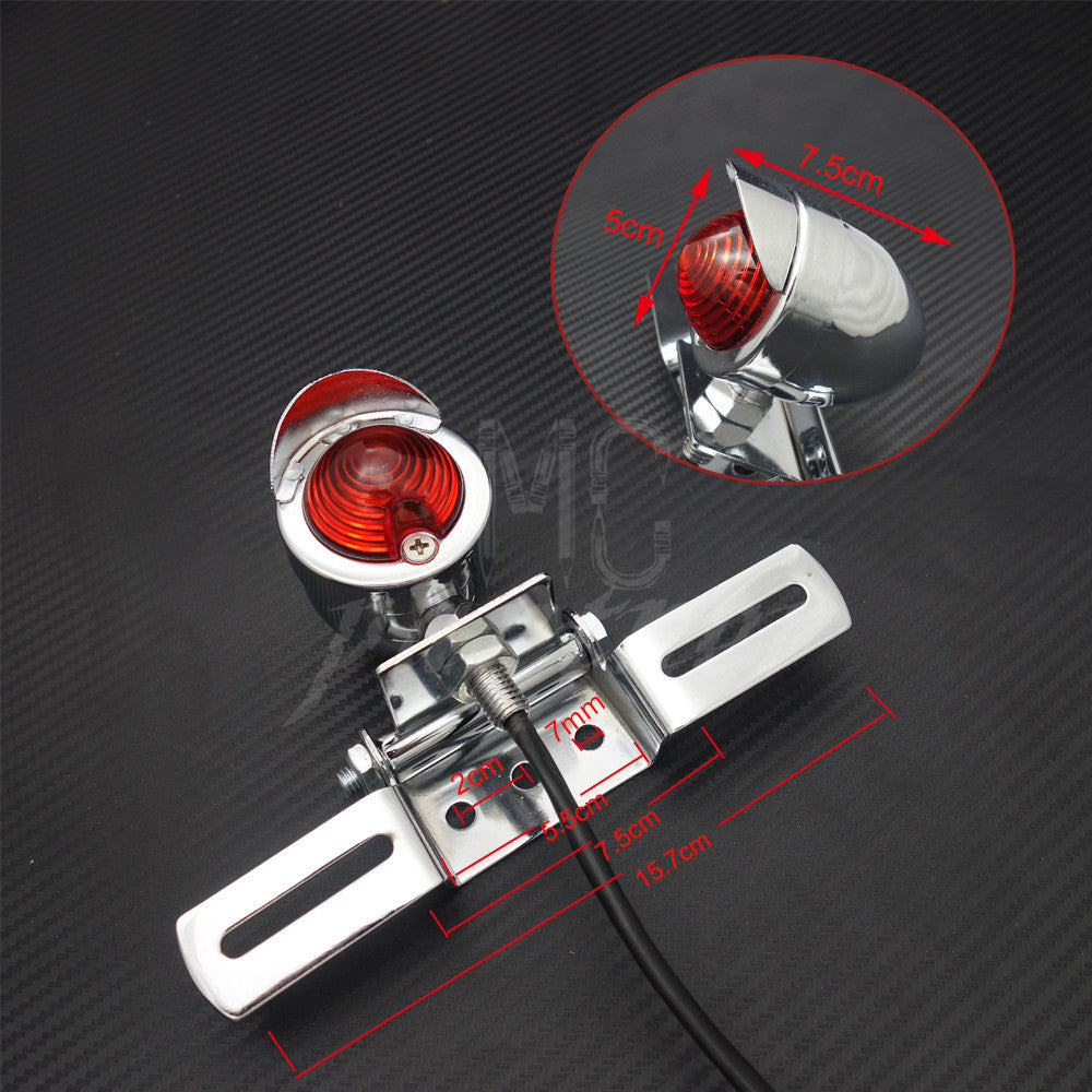 Chrome Tail Brake Light Plate For Cafe Racer Bobber Choppers Sport Bike Custom Q