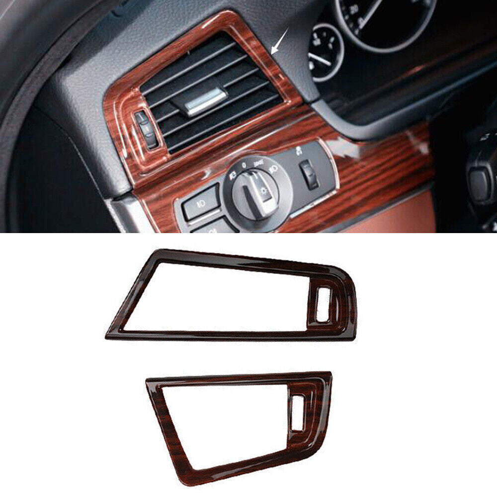 for BMW 5 Series 2011-16 Red Wood Grain Inner Front Side Vent Overlay Cover Trim