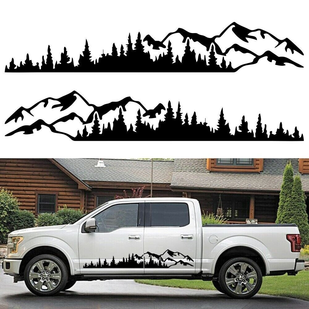 2pcs Car SUV Side Body Vinyl Decor Sticker Tree Mountain Forest Graphics Decals. n
