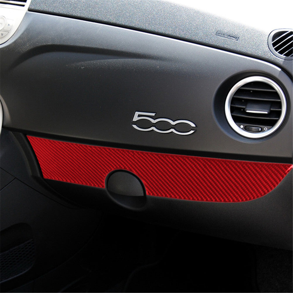 Red Carbon Fiber Interior Glove Box Panel Cover Trim Sticker For 12-15 for Fiat 500