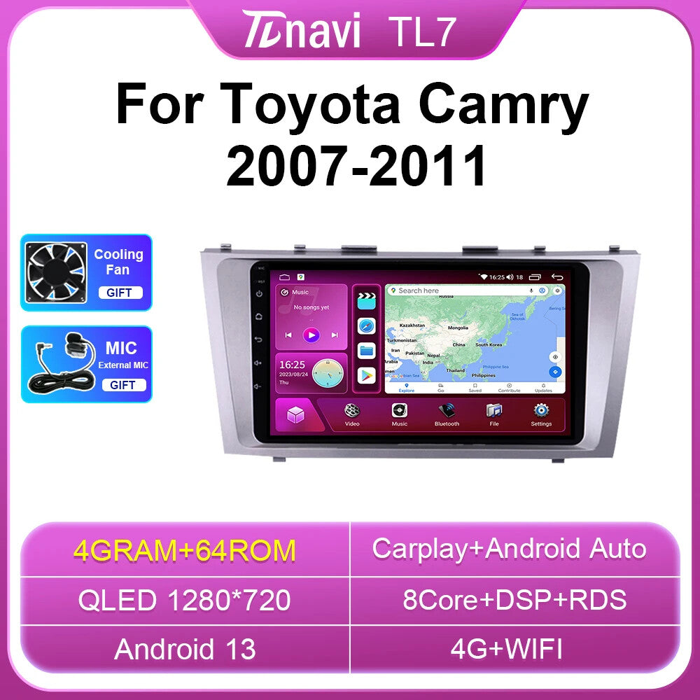 for Toyota for Camry 6 XV 40 2007-2011 Android Car Radio Player Carplay GPS Screen