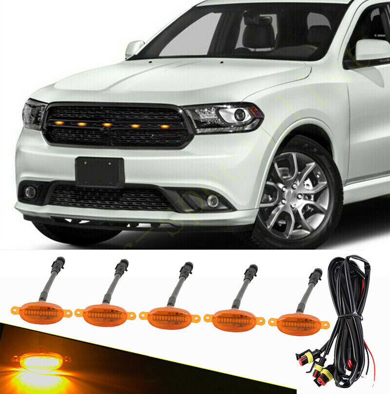 for Dodge Durango 2002-2024 yellow Style Front Grill LED Marker Light Kit
