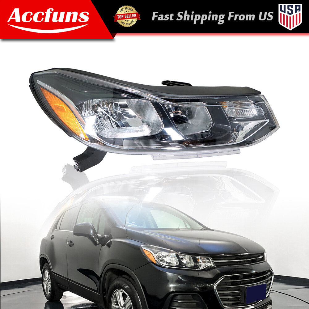 Halogen headlights with chrome alloy trim and lens on the right side, suitable for 2017-2019 Trax LS LT- n