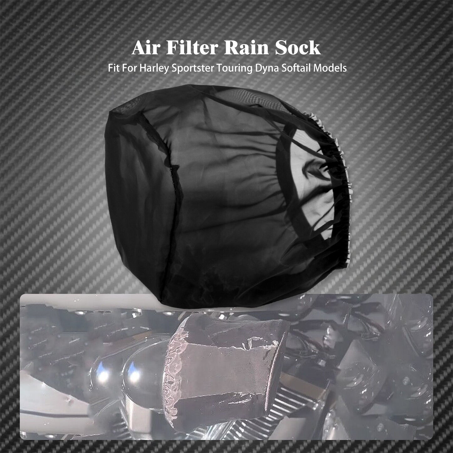 Air Filter Cleaner Rain Sock Cover Fit for Harley Touring Softail Dyna Sportster Q