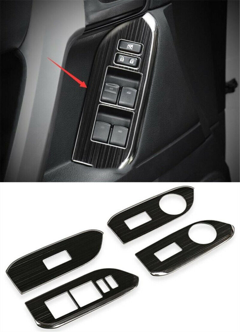 4for Toyota Prado 2010-2021 Black Titanium Glass Window Switch Panel Cover Trim