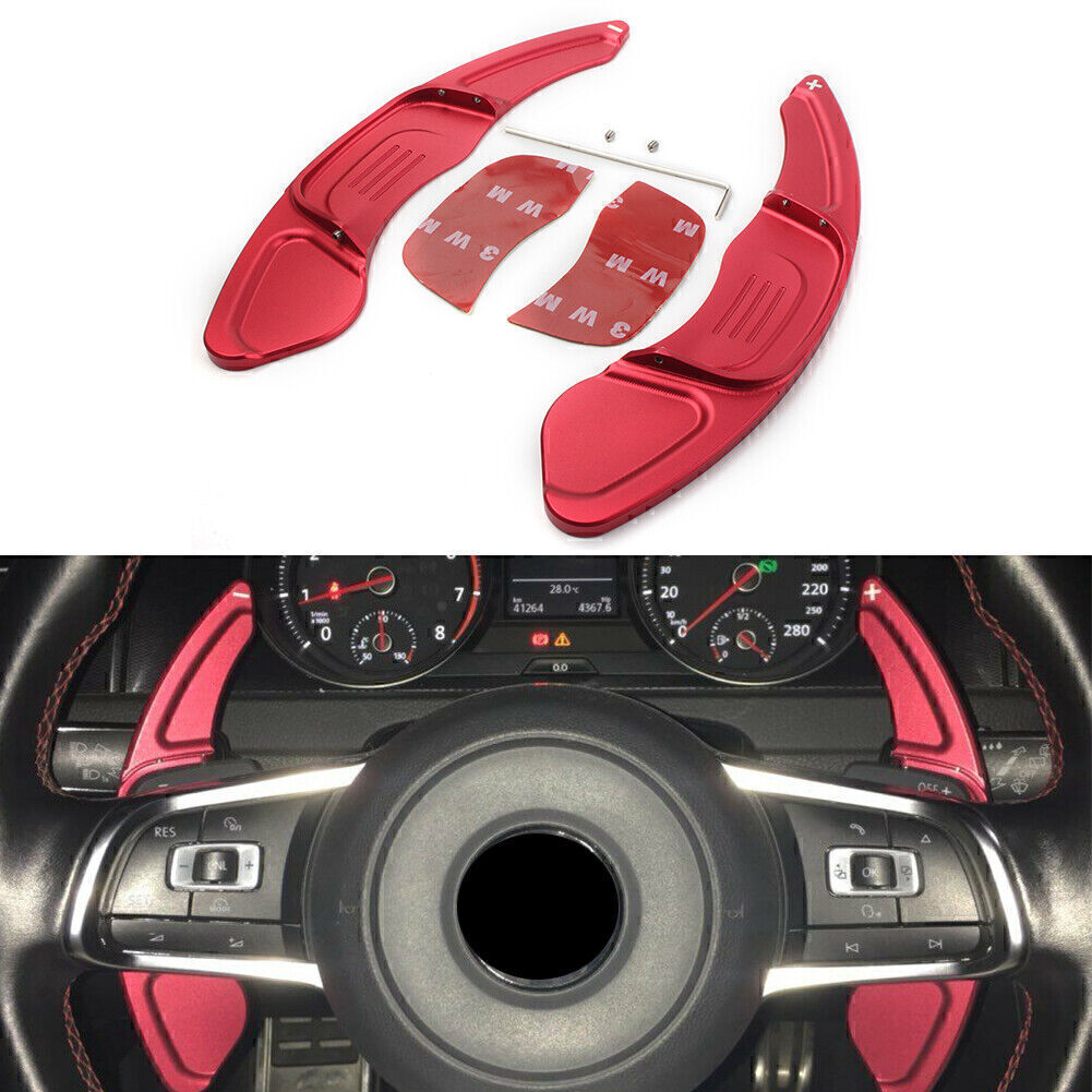 Car Steering Wheel Paddle Shifters Extension Fit for VW for GOLF 7 2015-GTI R MK7 Red