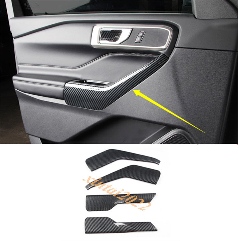 for ford  Explorer 2020-2022 ABS Carbon Fiber Inner Door Armrest Lock Cover Trim