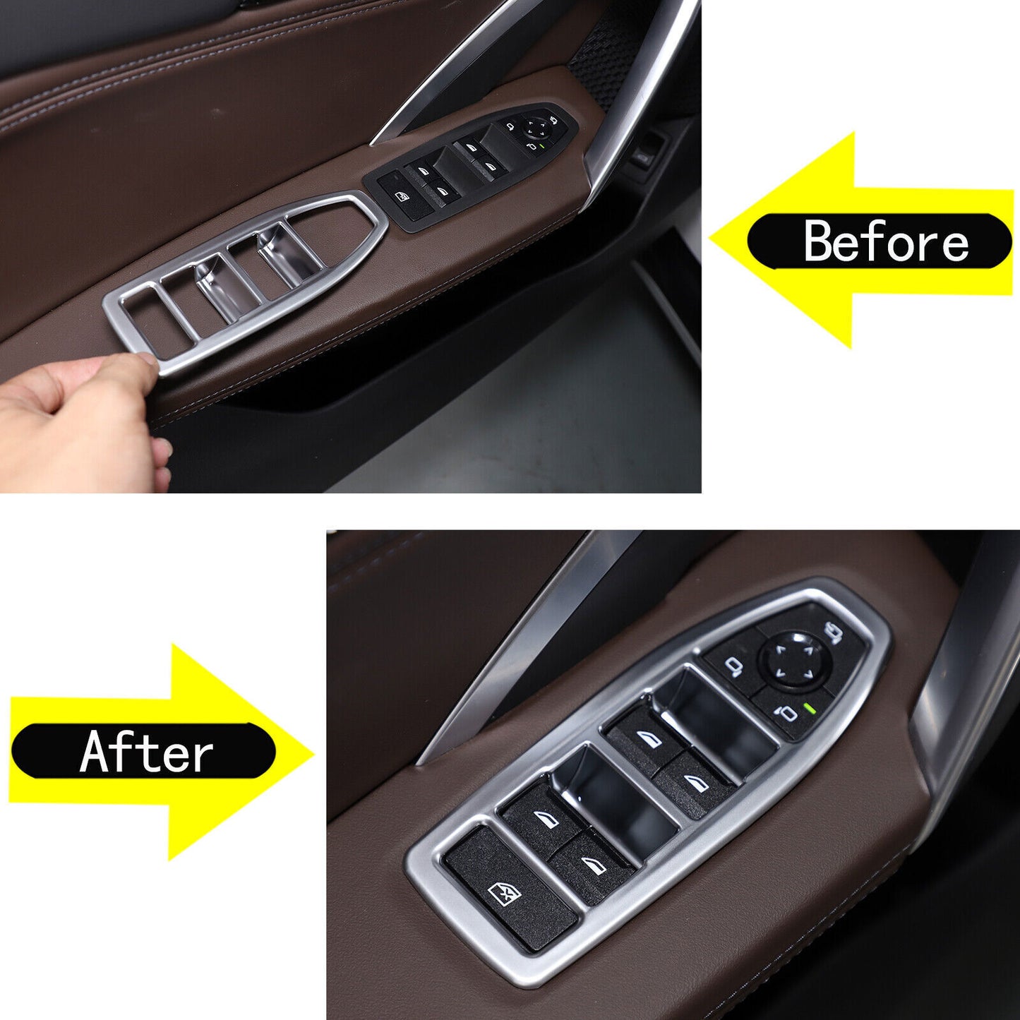 ABS Silver Inner Door Power Window Lift Switch Trims Cover for BMW X1 2023-2025