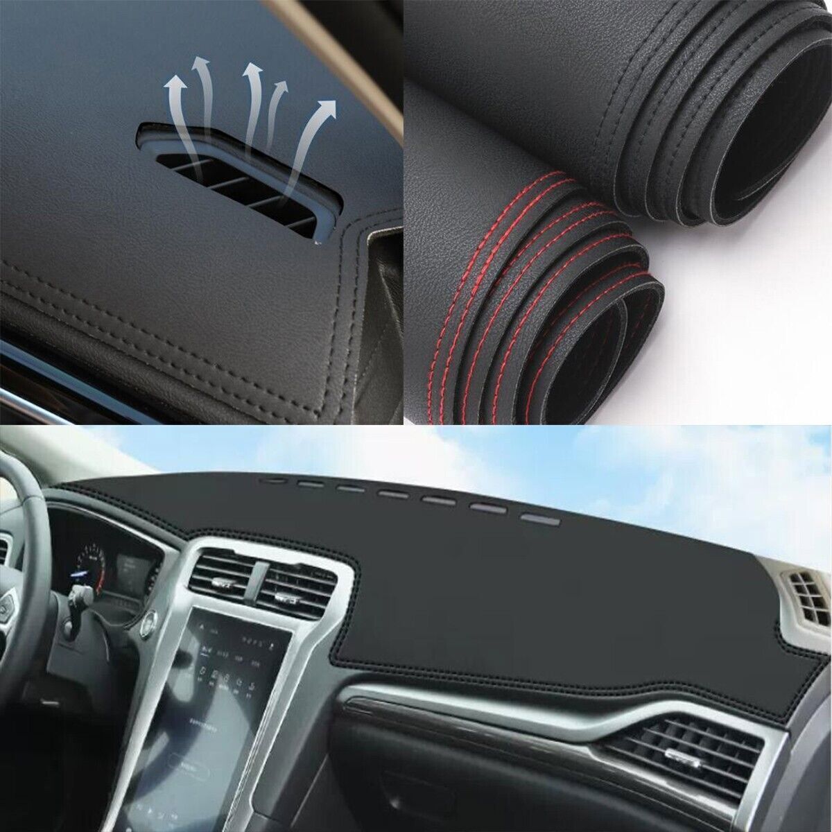 PU leather Dashboard Dash Mat Non-slip DashMat Sun Shade for Ford Fusion 2013-20