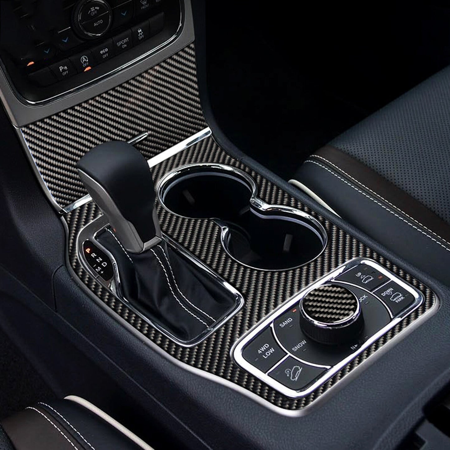 for Jeep Grand Cherokee 2016-2021 Gear Shift Panel Trim Cover Real Carbon Fiber