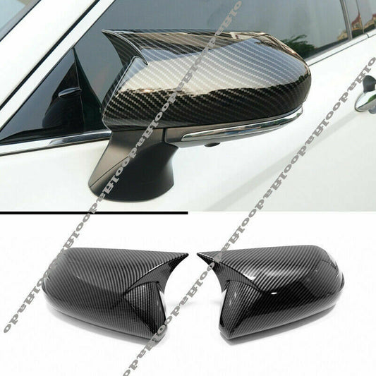 Carbon Fiber Look Ox Horn Rearview Mirror Cover Trim for Toyota for Avalon 2019-2022