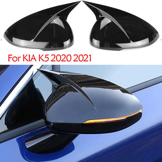 Glossy Black OX Horn Side Rear View Mirror Cover Trim Fit for KIA K5 2020 2021