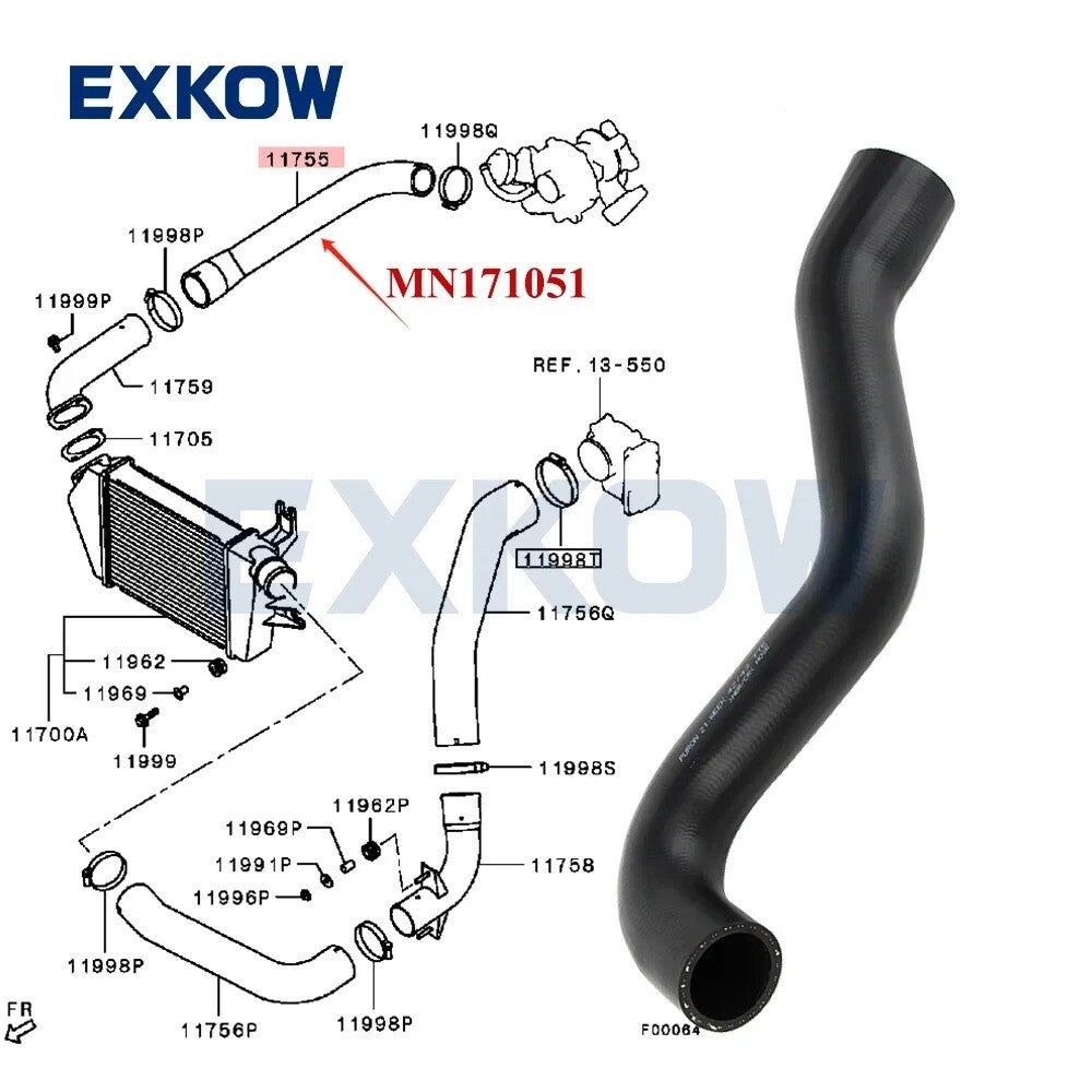 Intercooler Intake Air Hose for Mitsubishi for Challenger Triton L200 4D56 2.5 2015 Q