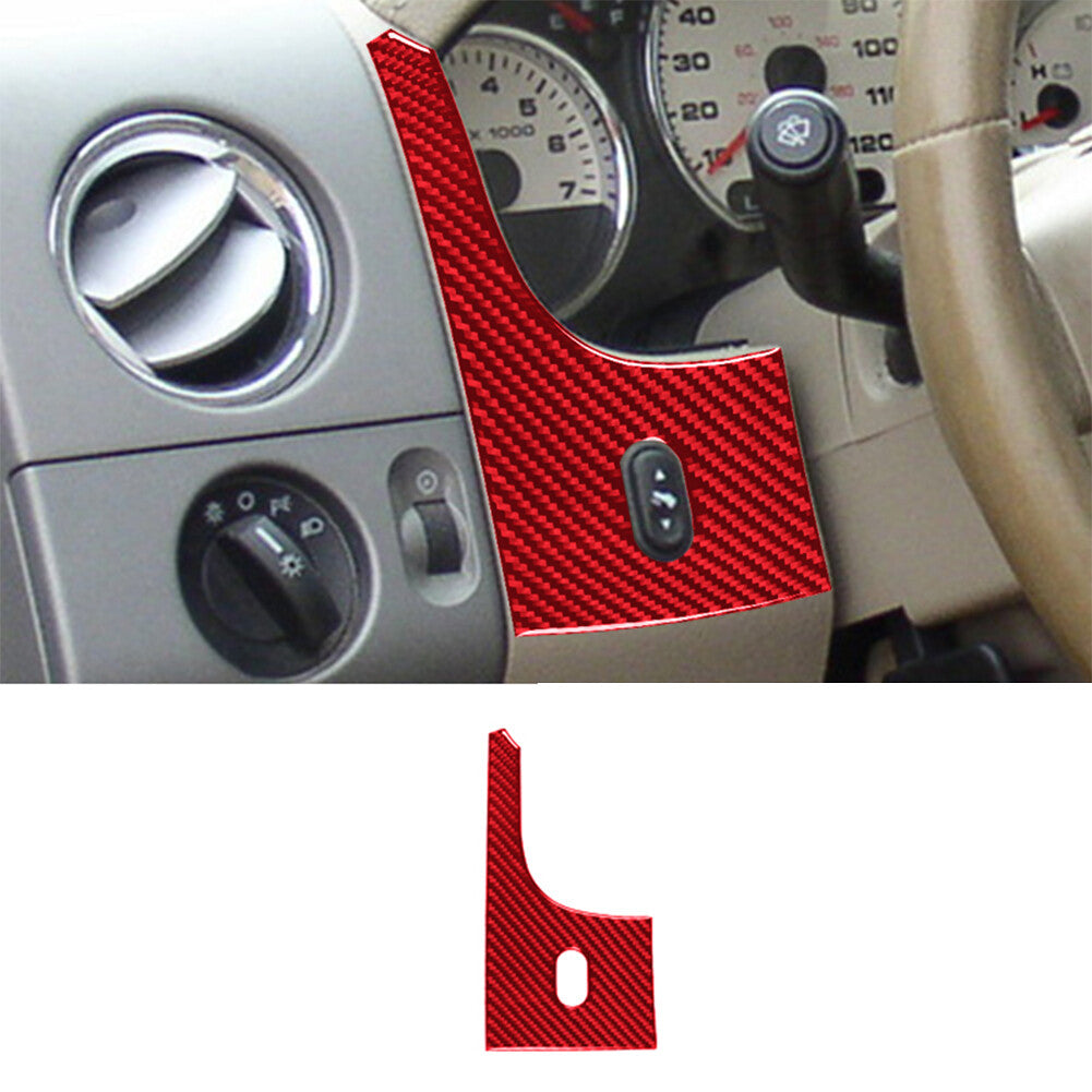 Red Carbon Fiber Interior Left of Speedometer Cover Trim for Ford F-150 FX4