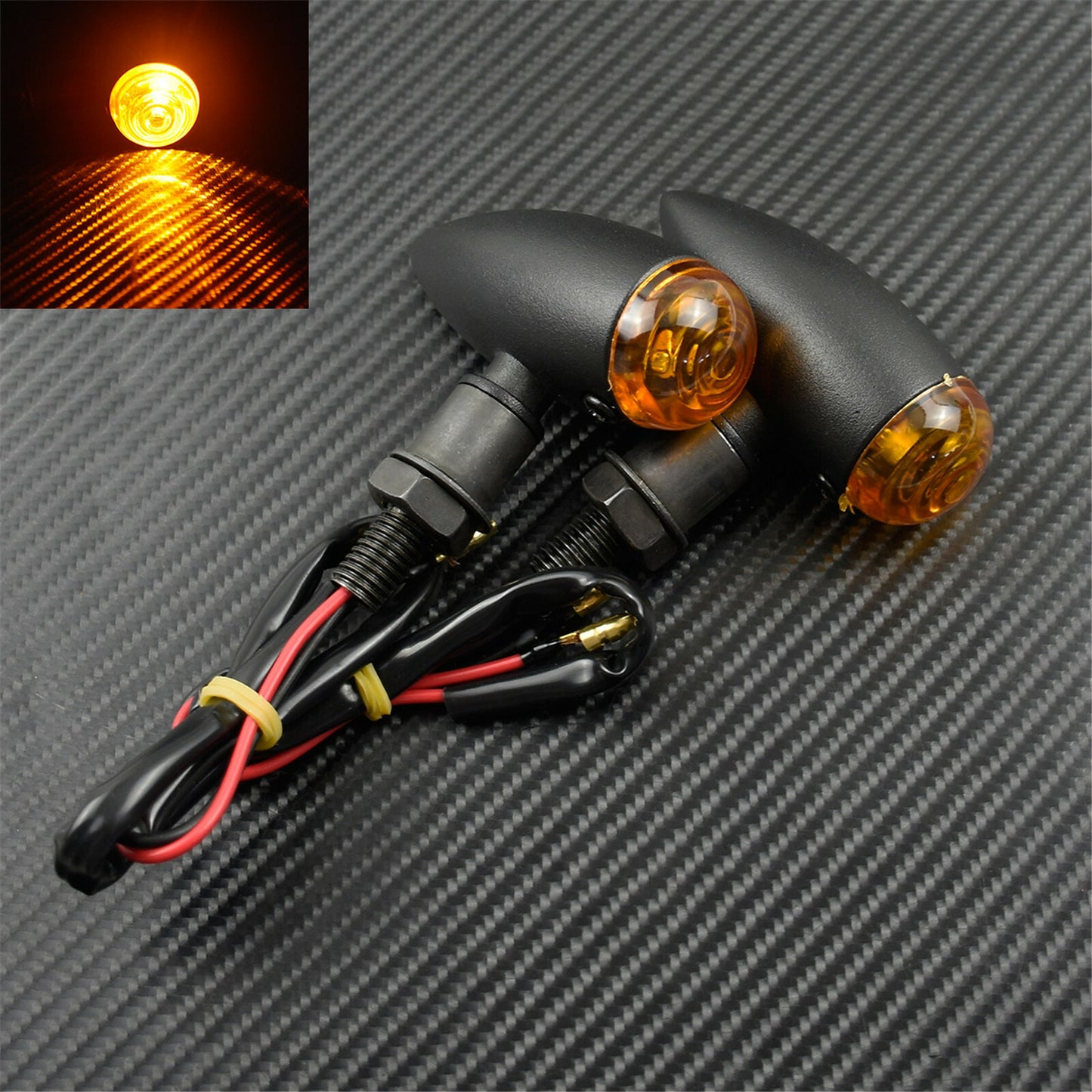 2X 10mm Amber LED Bullet Turn Signal Indicator Light Fit For Bobber Cafe Racer Q