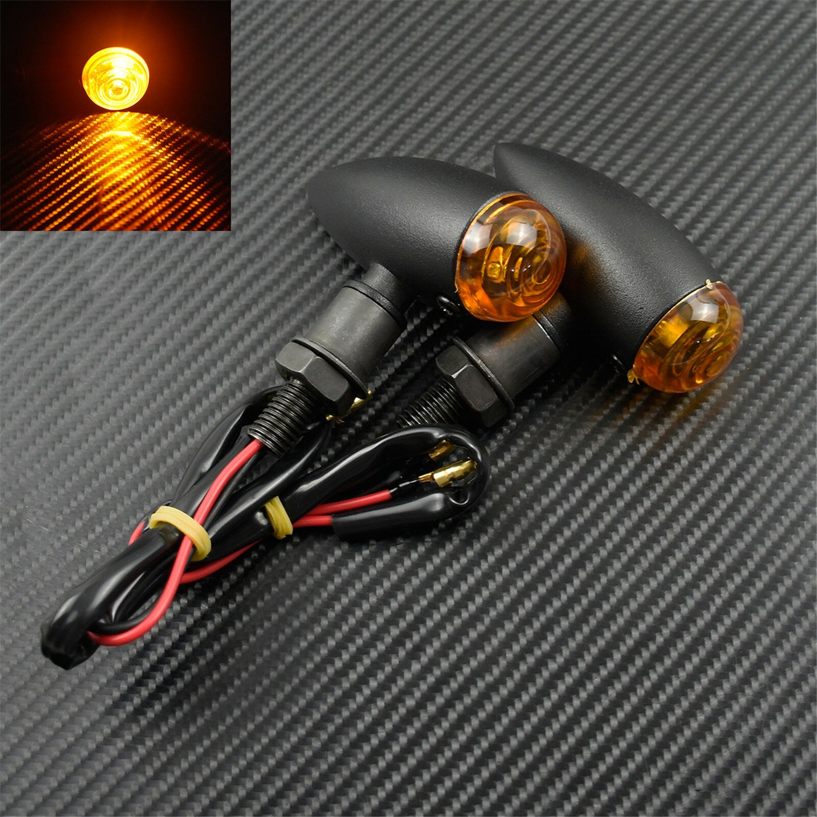 2X 10mm Amber LED Bullet Turn Signal Indicator Light Fit For Bobber Cafe Racer Q