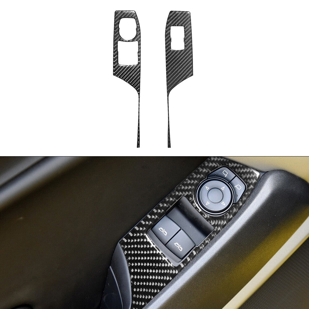 2X Window Lift Panel Trim Cover Bezel for Chevrolet Camaro 2016-18 Carbon Fiber