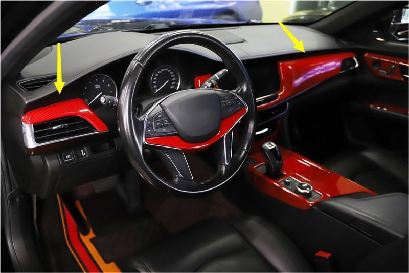 for Cadillac CT6 2016-20 Red Carbon Fiber Middle Console Dashboard Panel Trim 2P