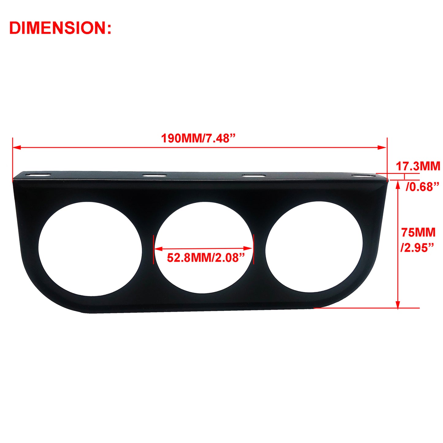 2-1/16 Triple Gauge Mounting Bracket Pod Holder 52mm Gauges Dashboard 3 Hole