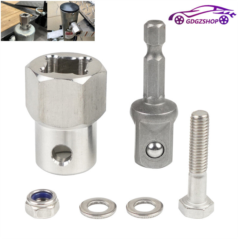 Trailer Jack Crank Handle Cordless Drill Adapter w/ 1/2 Inch Socket Adapter Bit Q